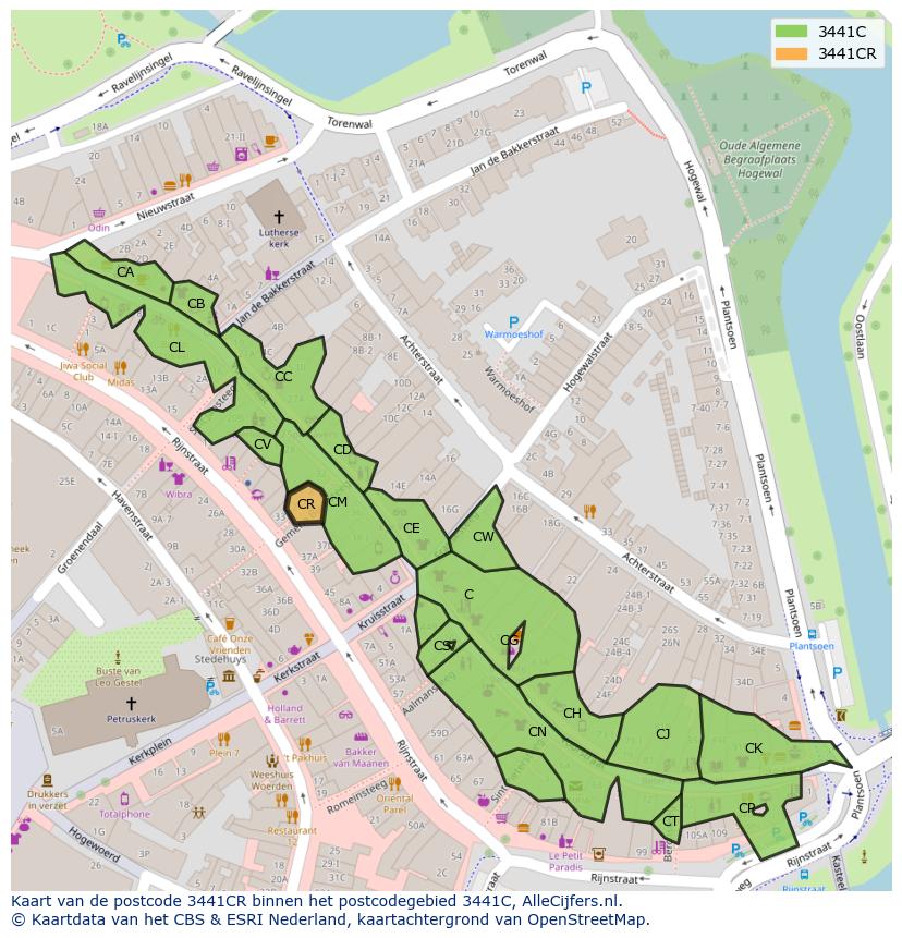 Afbeelding van het postcodegebied 3441 CR op de kaart.
