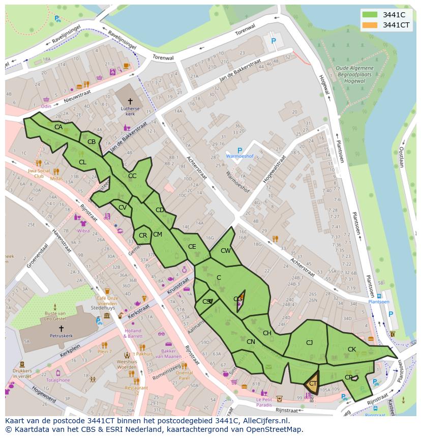 Afbeelding van het postcodegebied 3441 CT op de kaart.