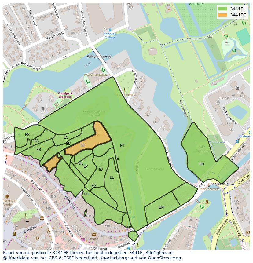 Afbeelding van het postcodegebied 3441 EE op de kaart.