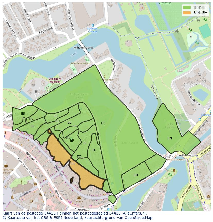 Afbeelding van het postcodegebied 3441 EH op de kaart.