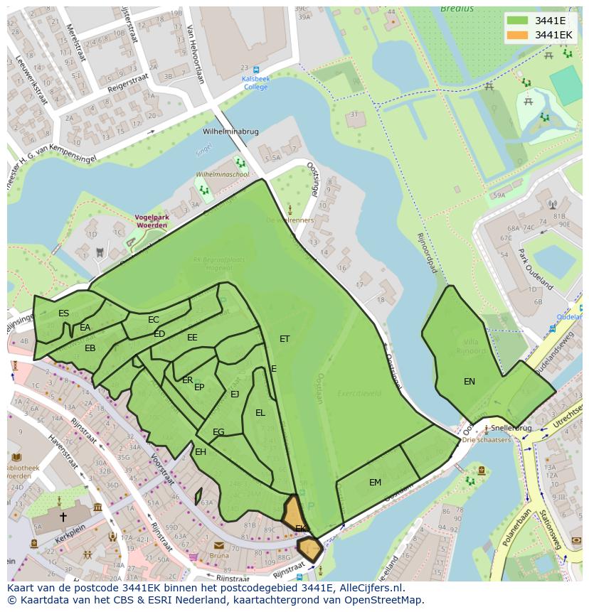 Afbeelding van het postcodegebied 3441 EK op de kaart.