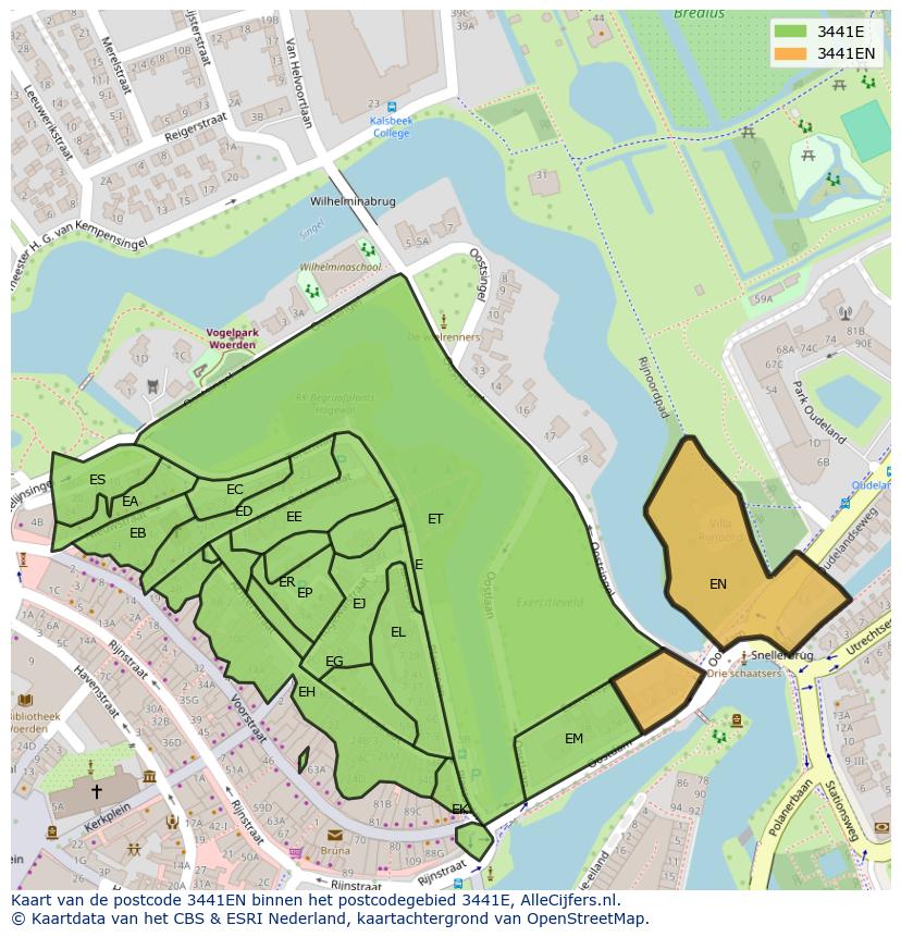 Afbeelding van het postcodegebied 3441 EN op de kaart.