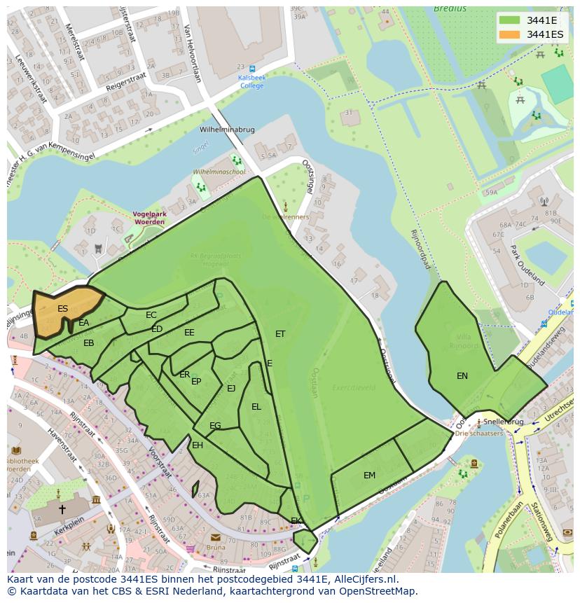 Afbeelding van het postcodegebied 3441 ES op de kaart.