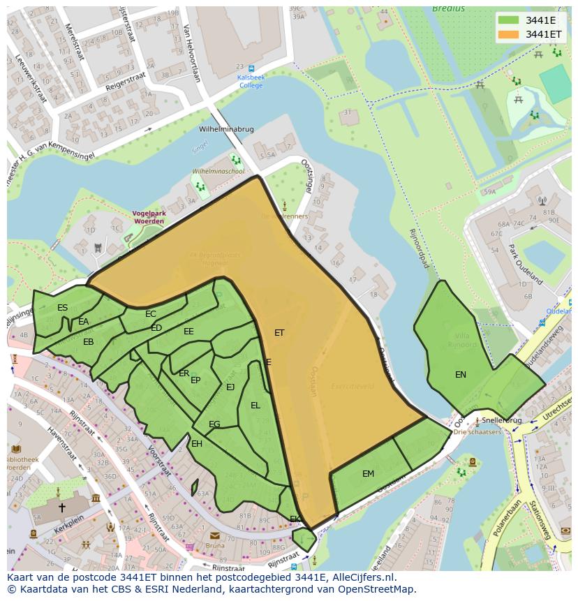 Afbeelding van het postcodegebied 3441 ET op de kaart.