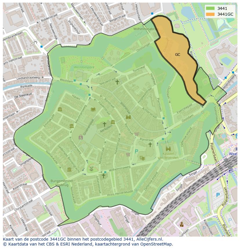 Afbeelding van het postcodegebied 3441 GC op de kaart.