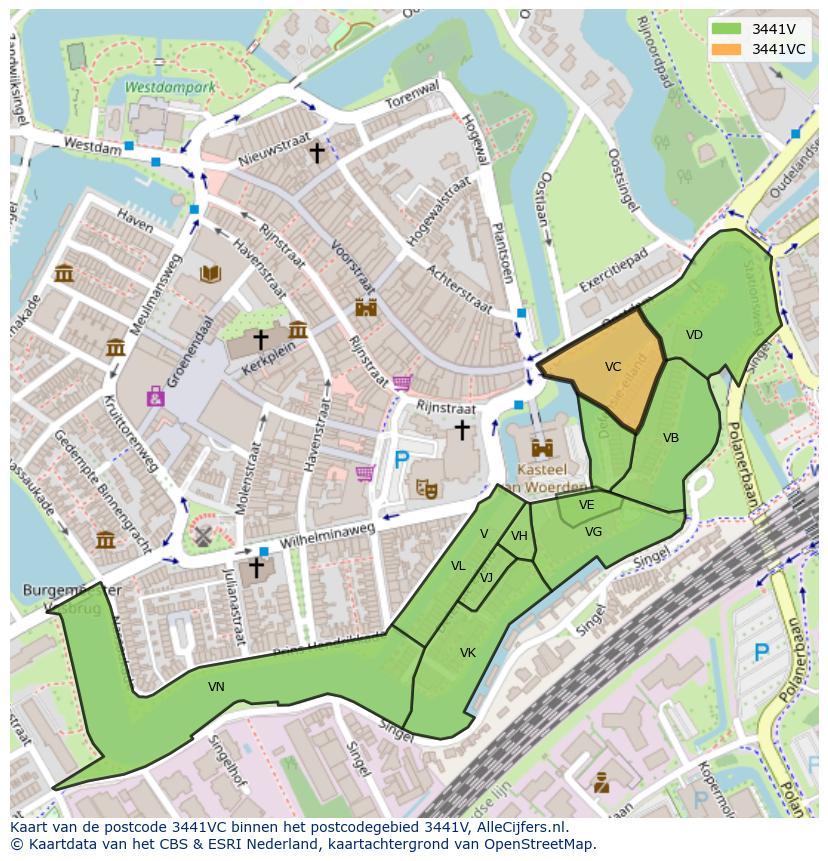 Afbeelding van het postcodegebied 3441 VC op de kaart.