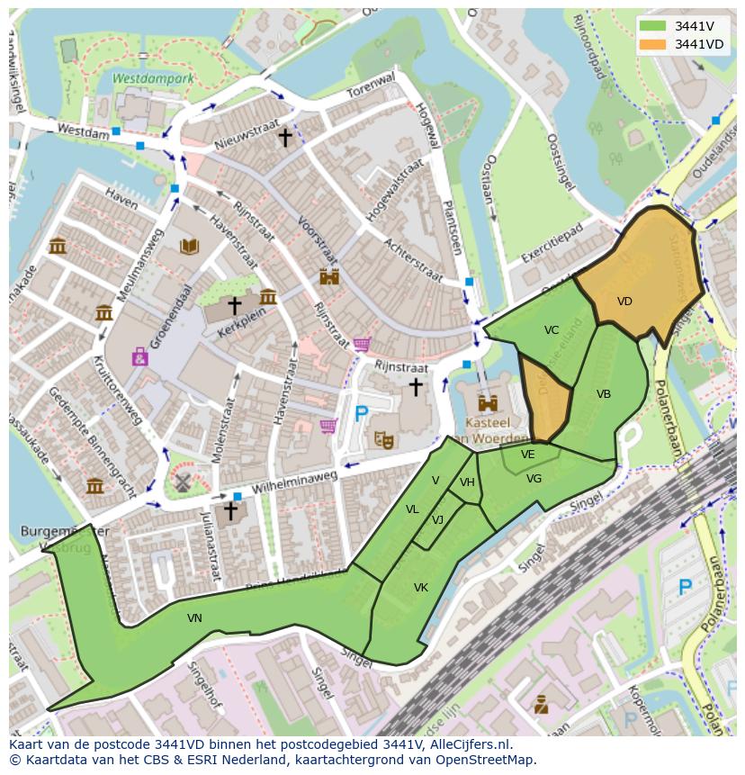 Afbeelding van het postcodegebied 3441 VD op de kaart.