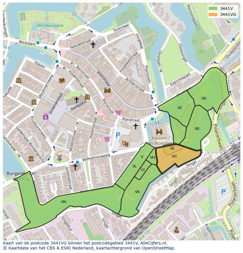 Afbeelding van het postcodegebied 3441 VG op de kaart.