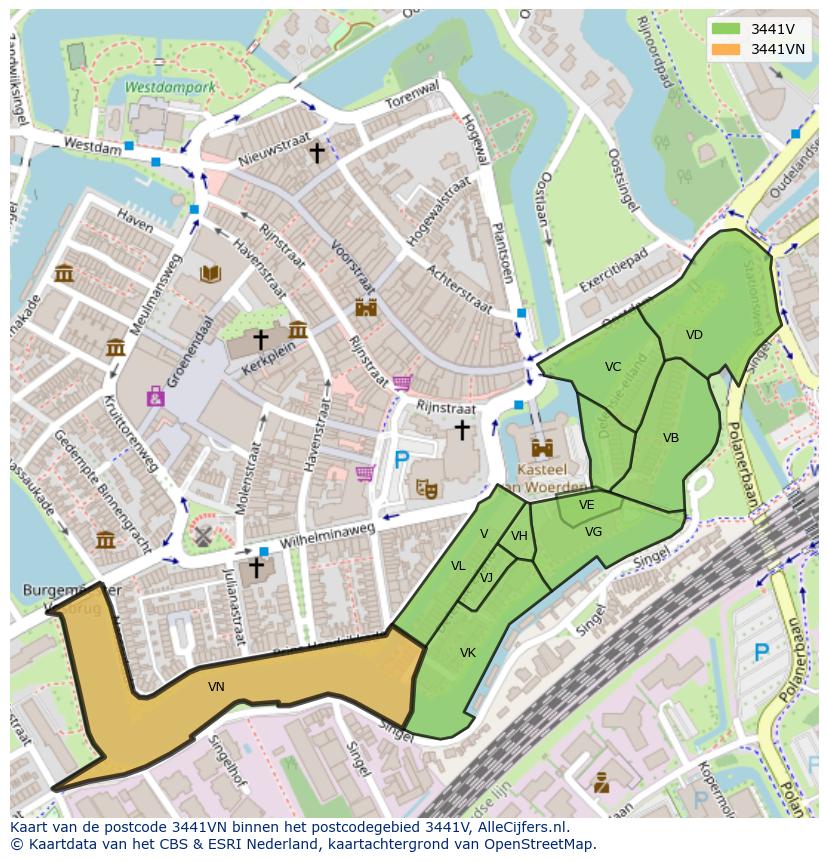 Afbeelding van het postcodegebied 3441 VN op de kaart.