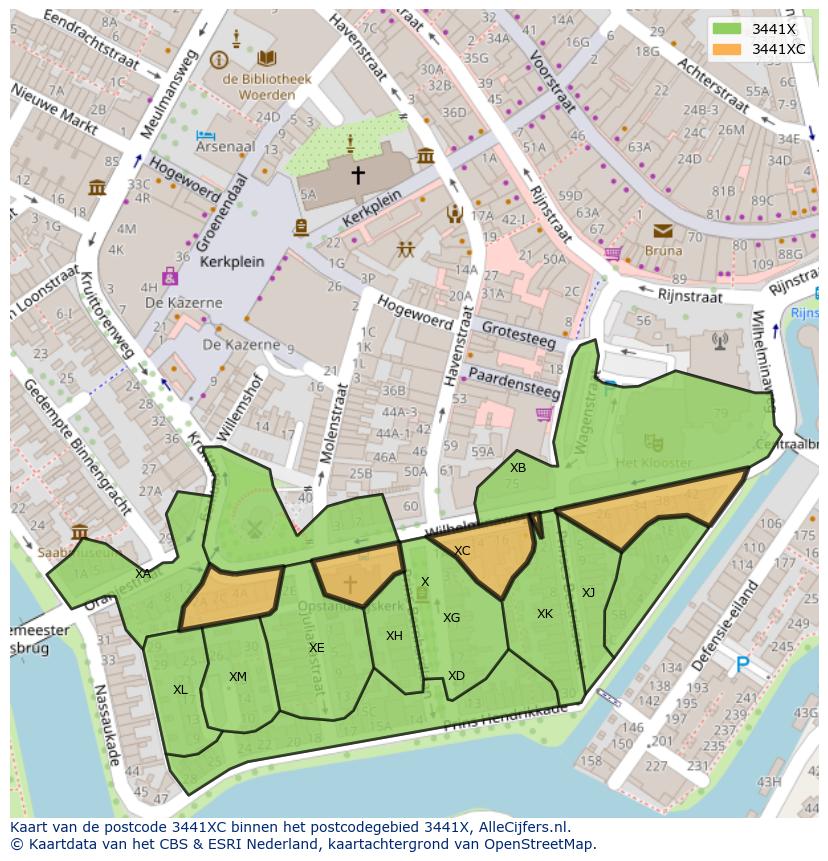 Afbeelding van het postcodegebied 3441 XC op de kaart.