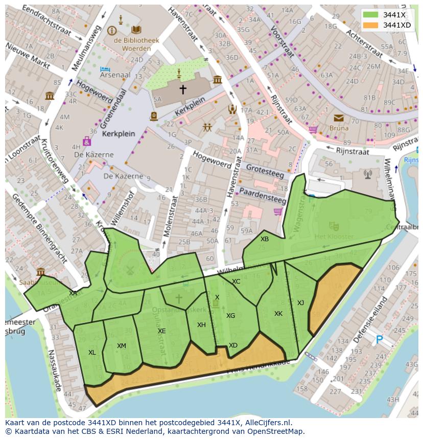 Afbeelding van het postcodegebied 3441 XD op de kaart.