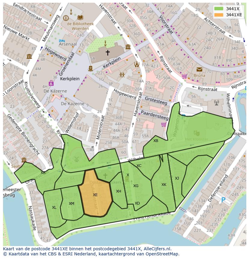 Afbeelding van het postcodegebied 3441 XE op de kaart.