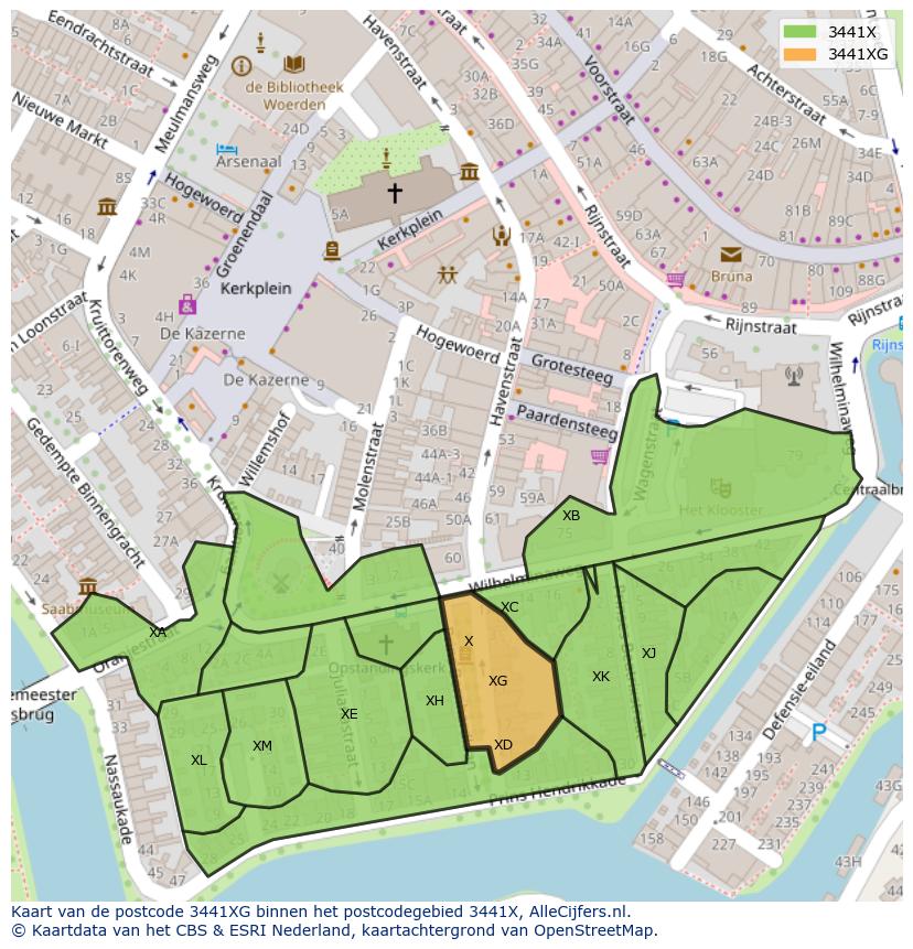 Afbeelding van het postcodegebied 3441 XG op de kaart.