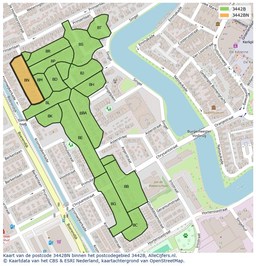 Afbeelding van het postcodegebied 3442 BN op de kaart.