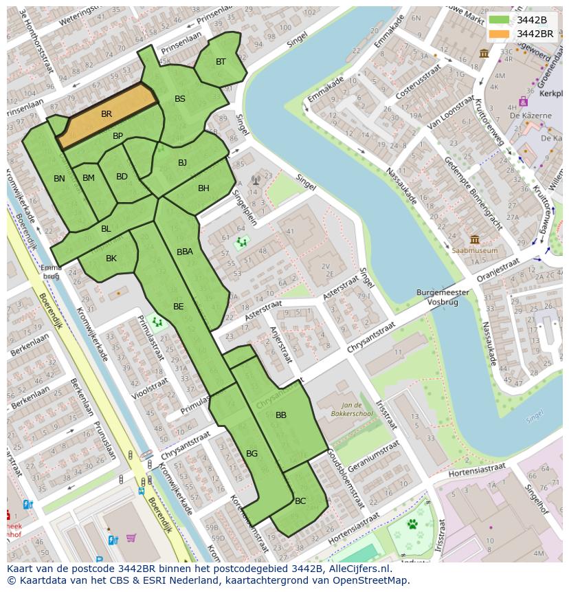 Afbeelding van het postcodegebied 3442 BR op de kaart.