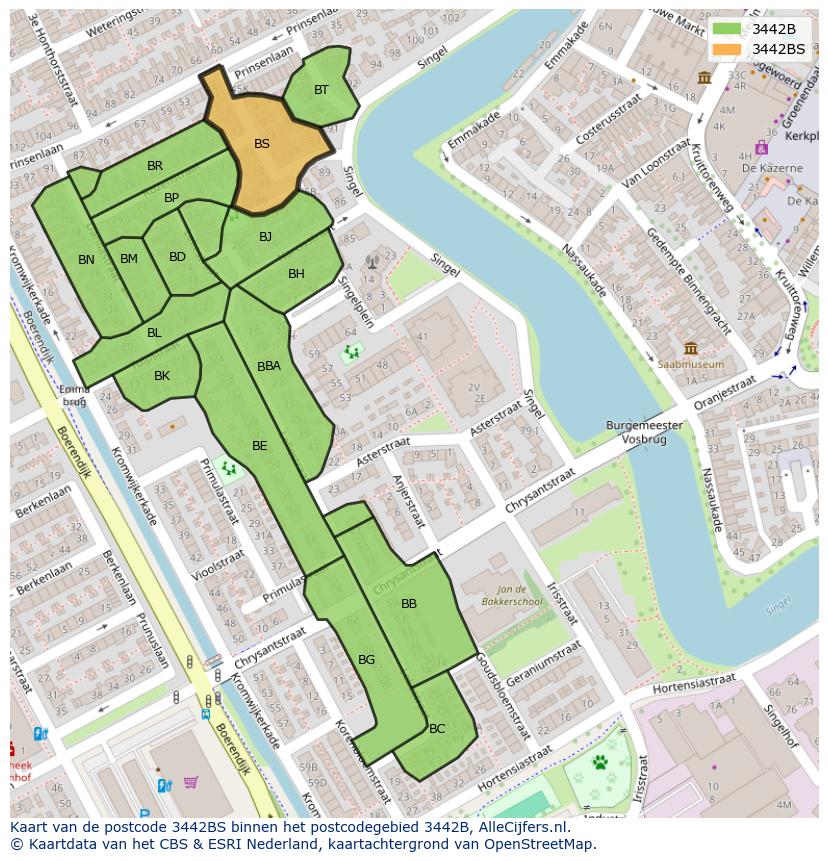 Afbeelding van het postcodegebied 3442 BS op de kaart.