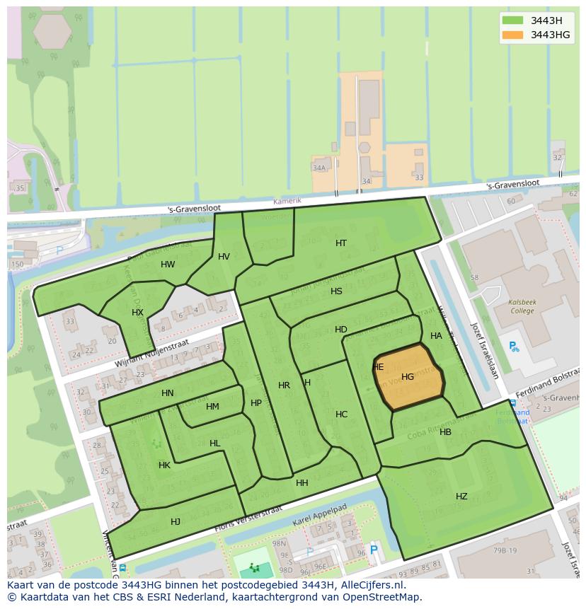 Afbeelding van het postcodegebied 3443 HG op de kaart.