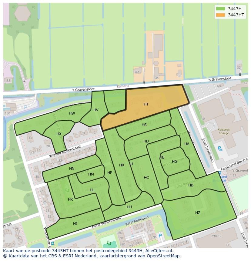 Afbeelding van het postcodegebied 3443 HT op de kaart.