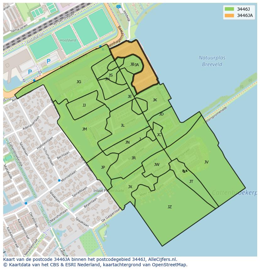 Afbeelding van het postcodegebied 3446 JA op de kaart.