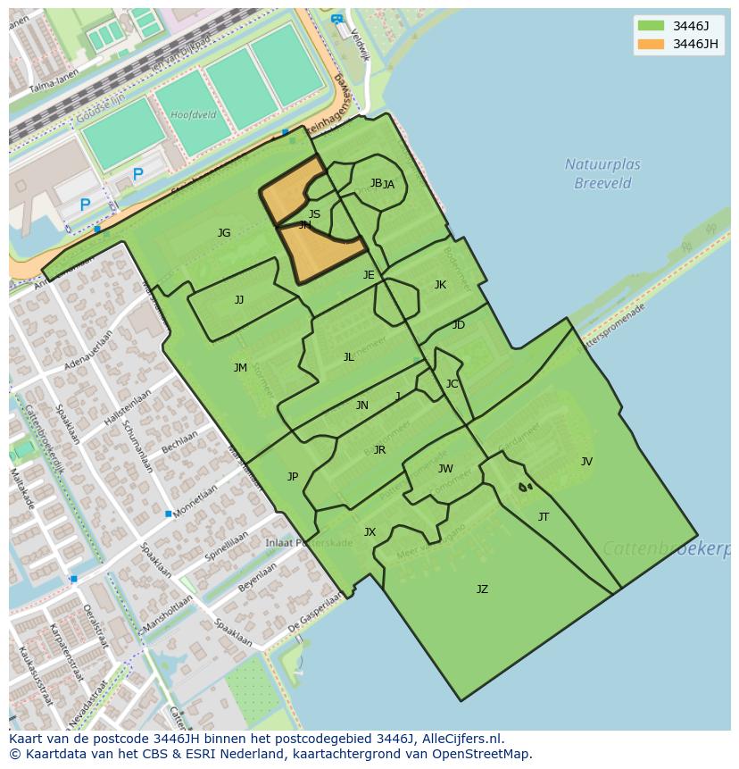 Afbeelding van het postcodegebied 3446 JH op de kaart.