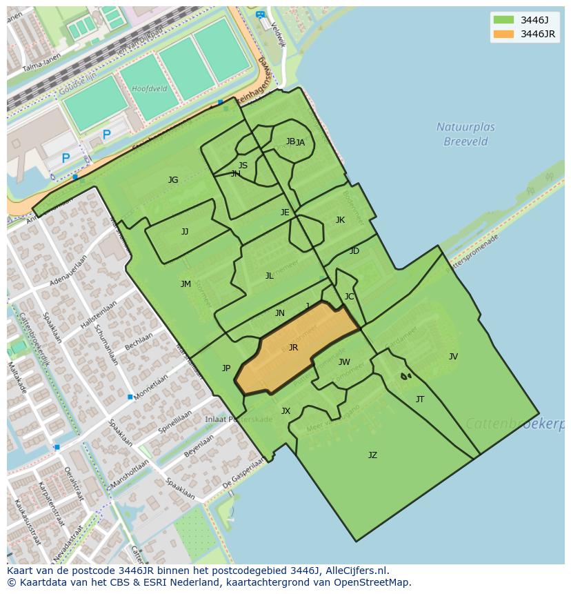 Afbeelding van het postcodegebied 3446 JR op de kaart.