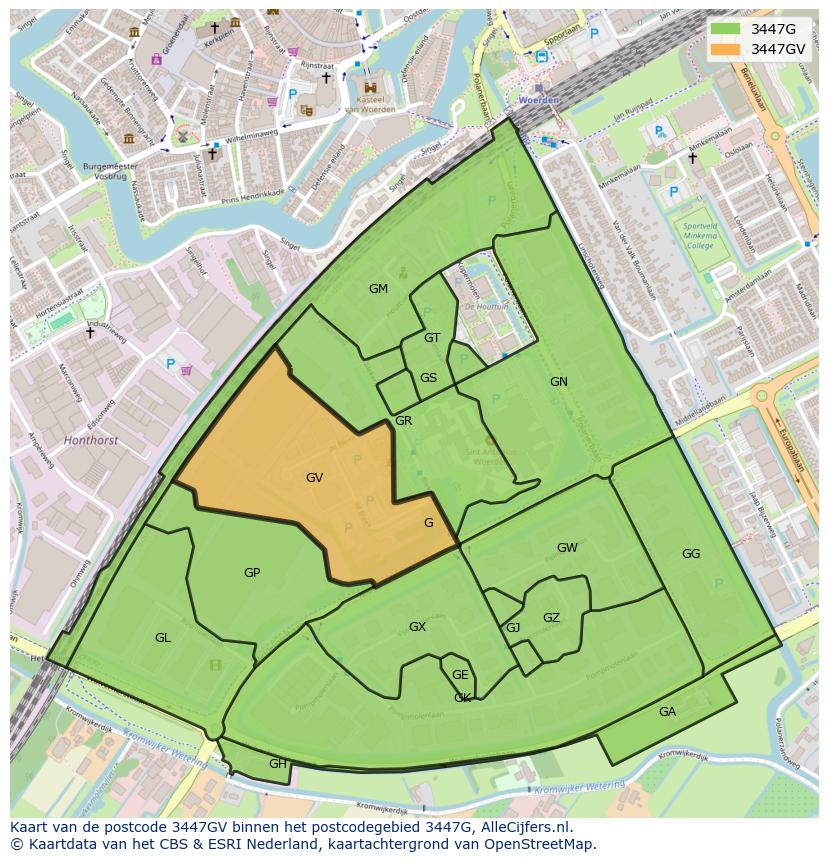 Afbeelding van het postcodegebied 3447 GV op de kaart.