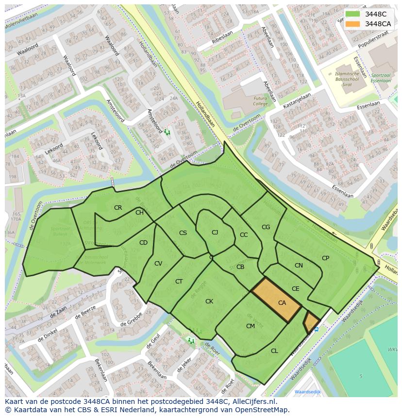 Afbeelding van het postcodegebied 3448 CA op de kaart.