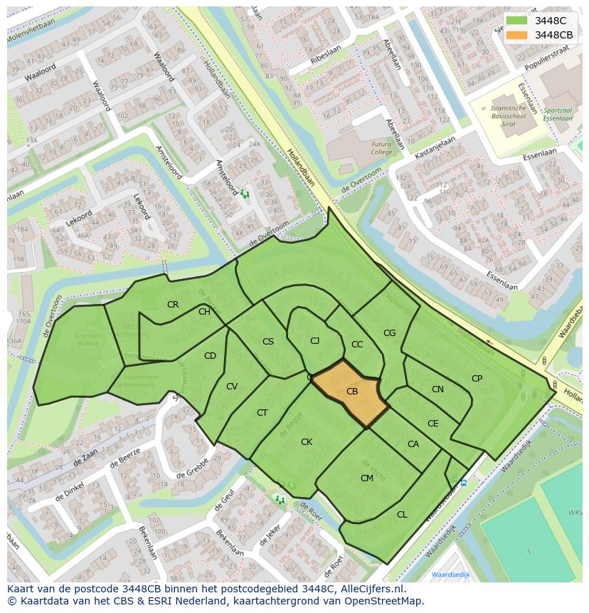 Afbeelding van het postcodegebied 3448 CB op de kaart.
