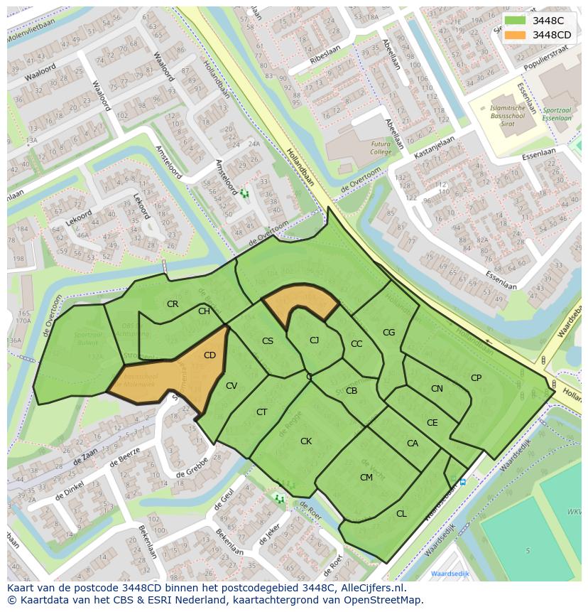 Afbeelding van het postcodegebied 3448 CD op de kaart.