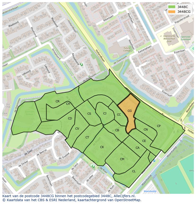 Afbeelding van het postcodegebied 3448 CG op de kaart.