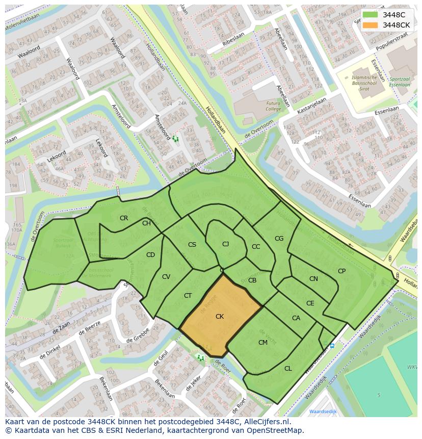 Afbeelding van het postcodegebied 3448 CK op de kaart.