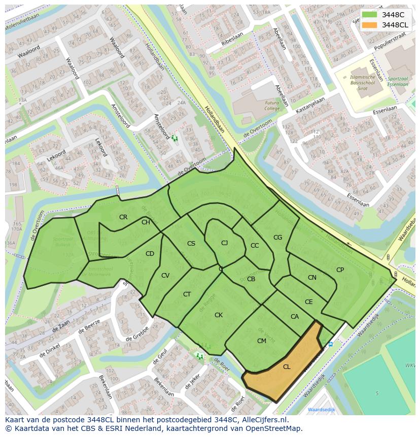 Afbeelding van het postcodegebied 3448 CL op de kaart.
