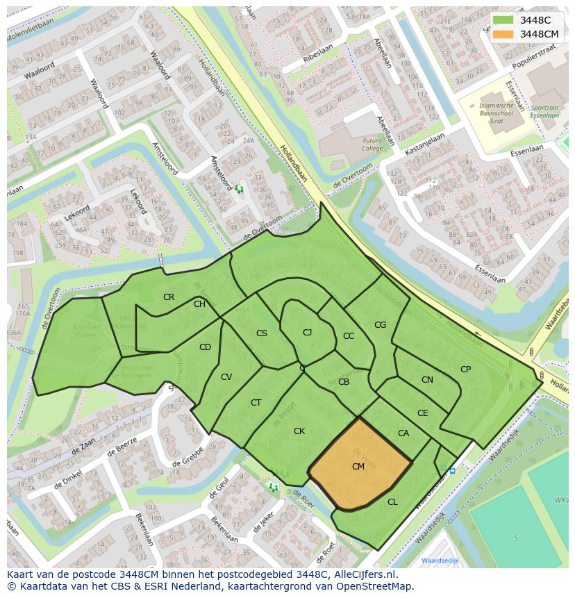 Afbeelding van het postcodegebied 3448 CM op de kaart.