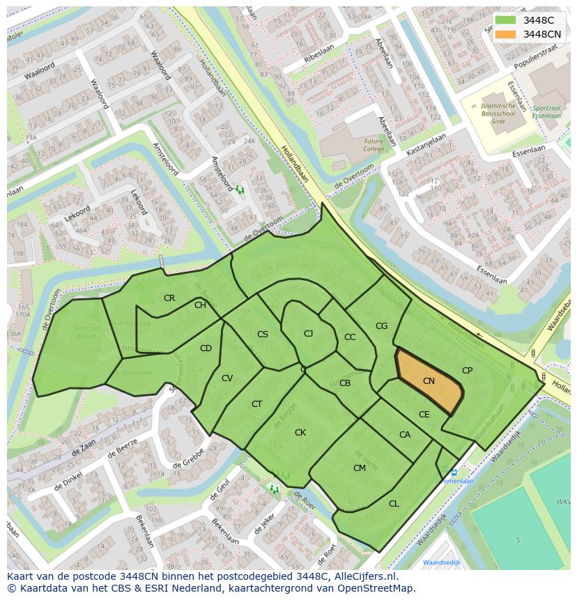 Afbeelding van het postcodegebied 3448 CN op de kaart.