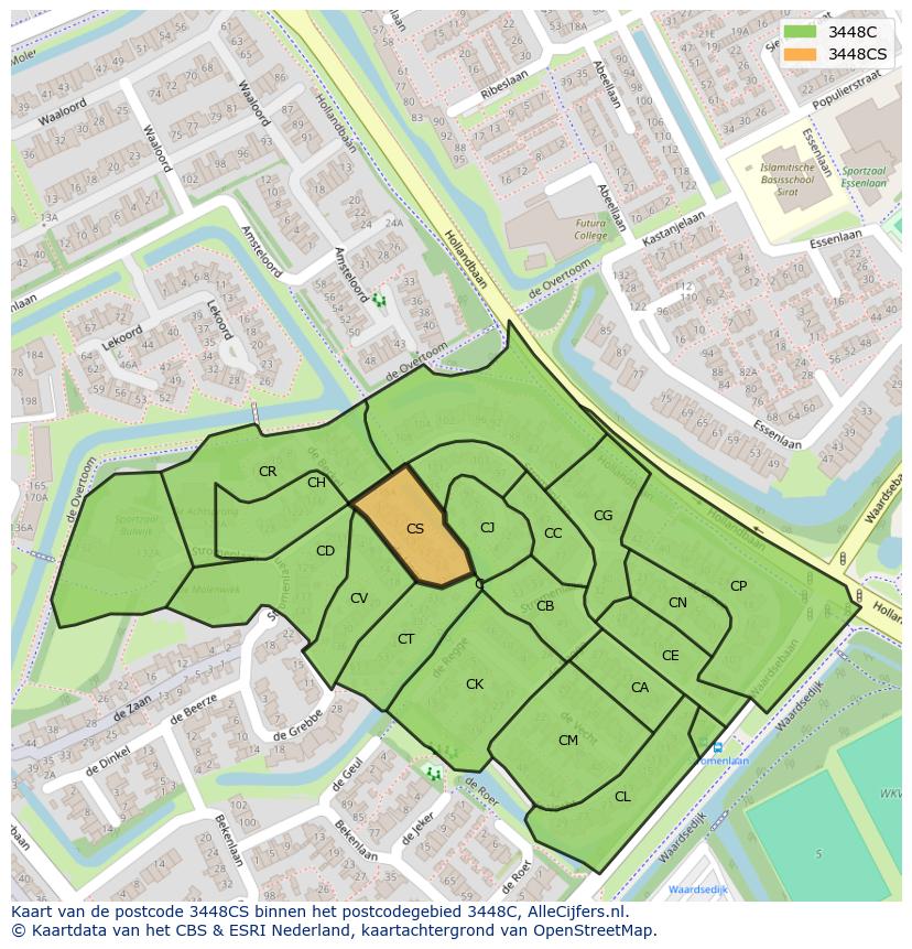 Afbeelding van het postcodegebied 3448 CS op de kaart.