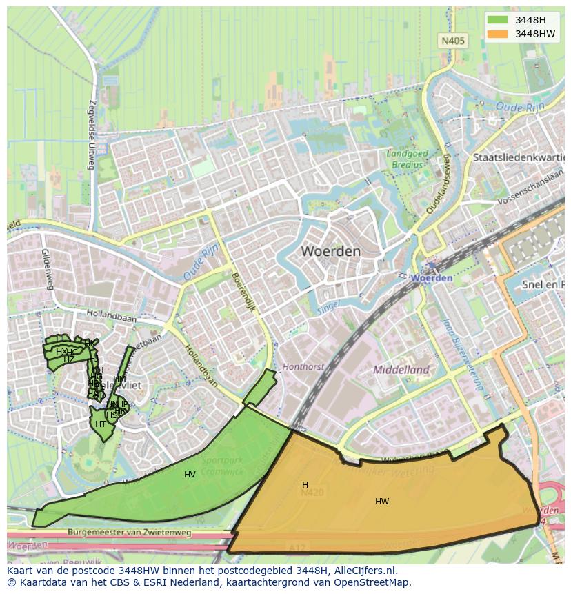 Afbeelding van het postcodegebied 3448 HW op de kaart.