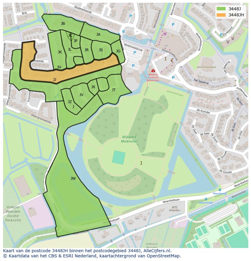 Afbeelding van het postcodegebied 3448 JH op de kaart.