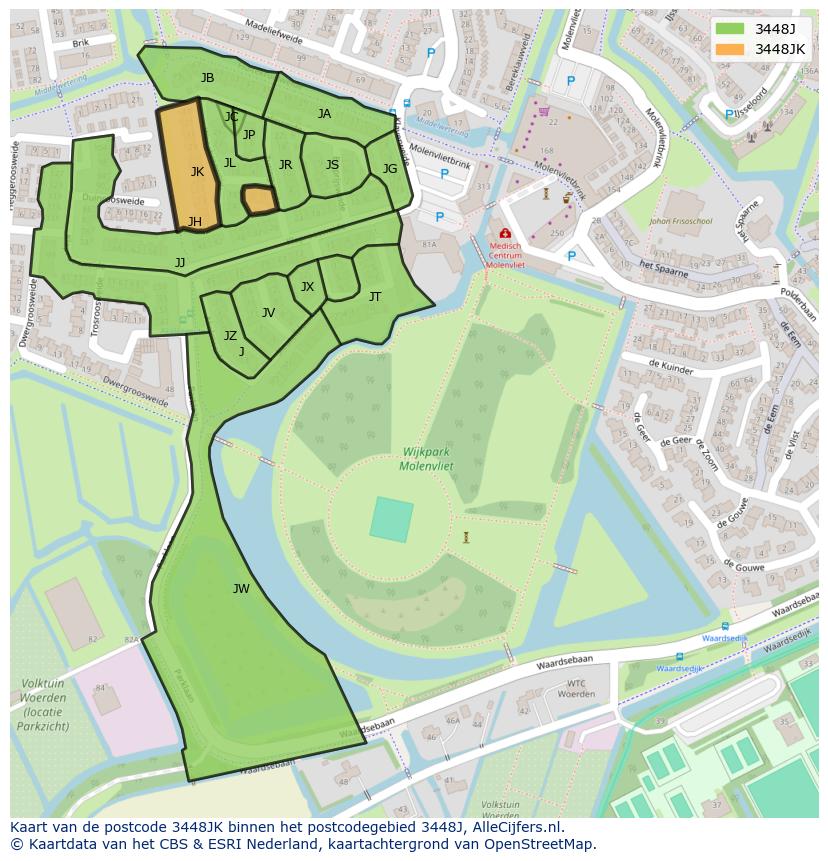 Afbeelding van het postcodegebied 3448 JK op de kaart.