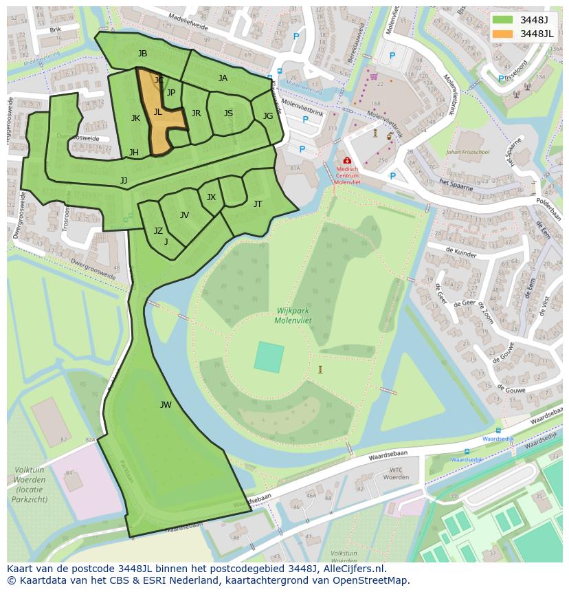 Afbeelding van het postcodegebied 3448 JL op de kaart.