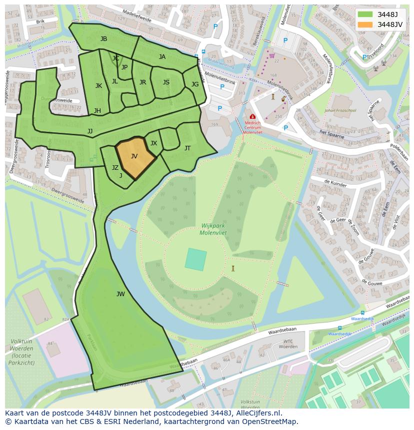 Afbeelding van het postcodegebied 3448 JV op de kaart.