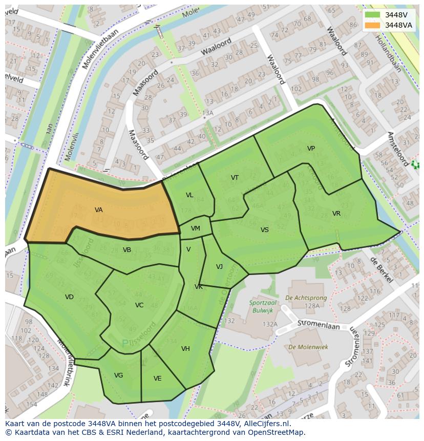 Afbeelding van het postcodegebied 3448 VA op de kaart.
