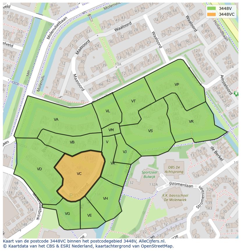 Afbeelding van het postcodegebied 3448 VC op de kaart.