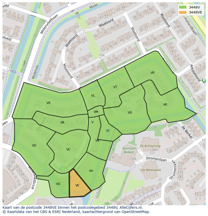 Afbeelding van het postcodegebied 3448 VE op de kaart.