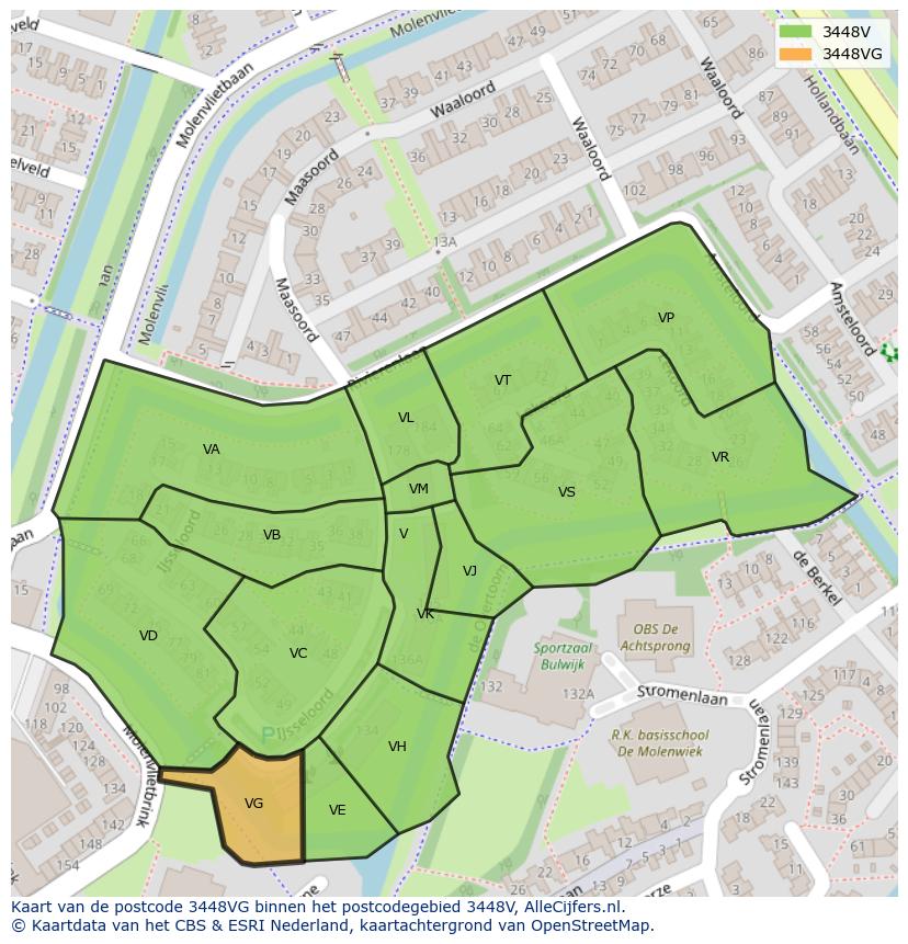 Afbeelding van het postcodegebied 3448 VG op de kaart.
