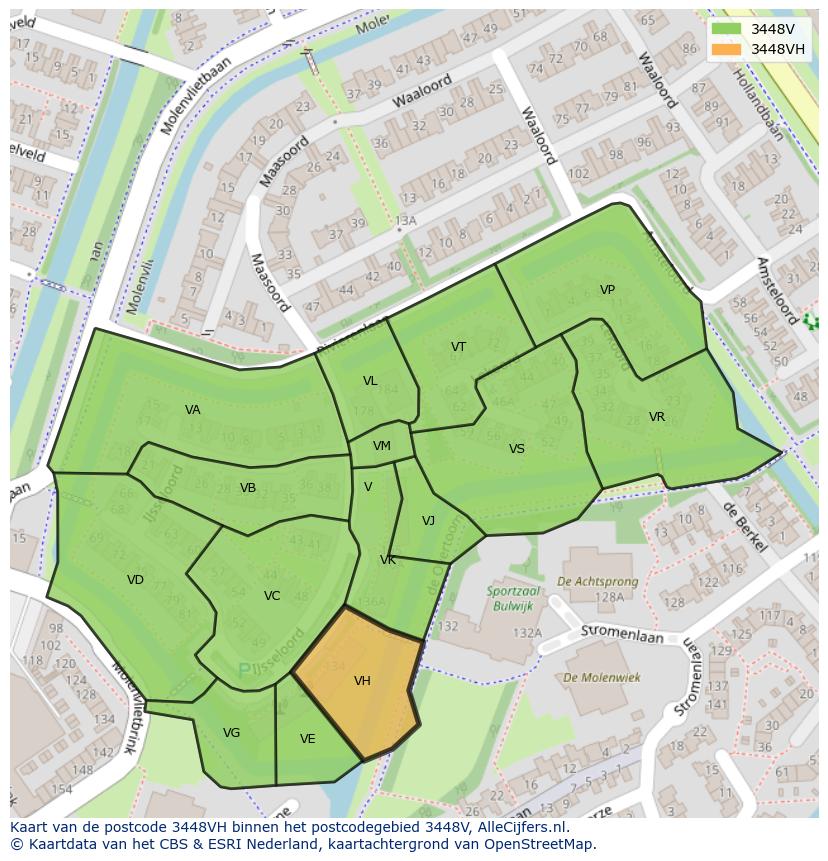 Afbeelding van het postcodegebied 3448 VH op de kaart.