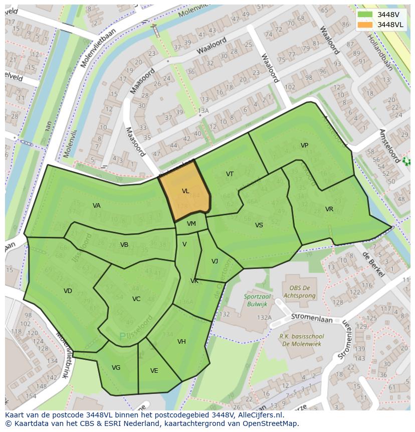 Afbeelding van het postcodegebied 3448 VL op de kaart.