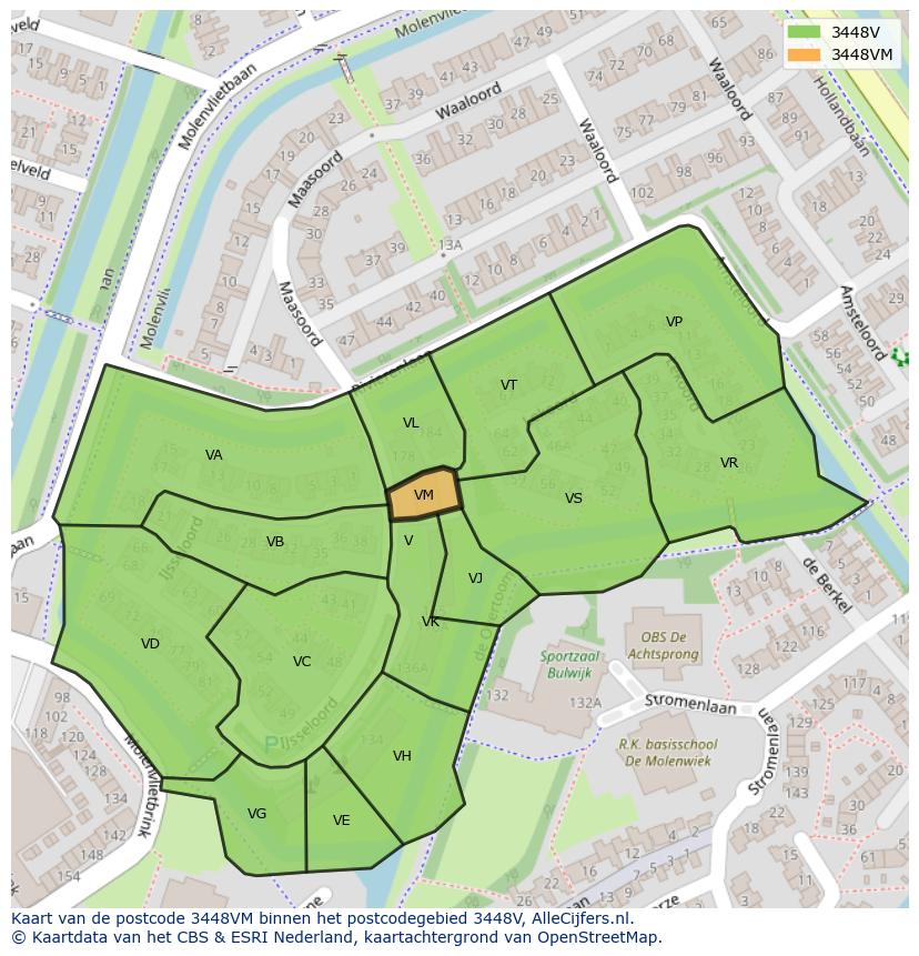 Afbeelding van het postcodegebied 3448 VM op de kaart.
