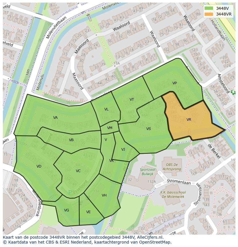 Afbeelding van het postcodegebied 3448 VR op de kaart.