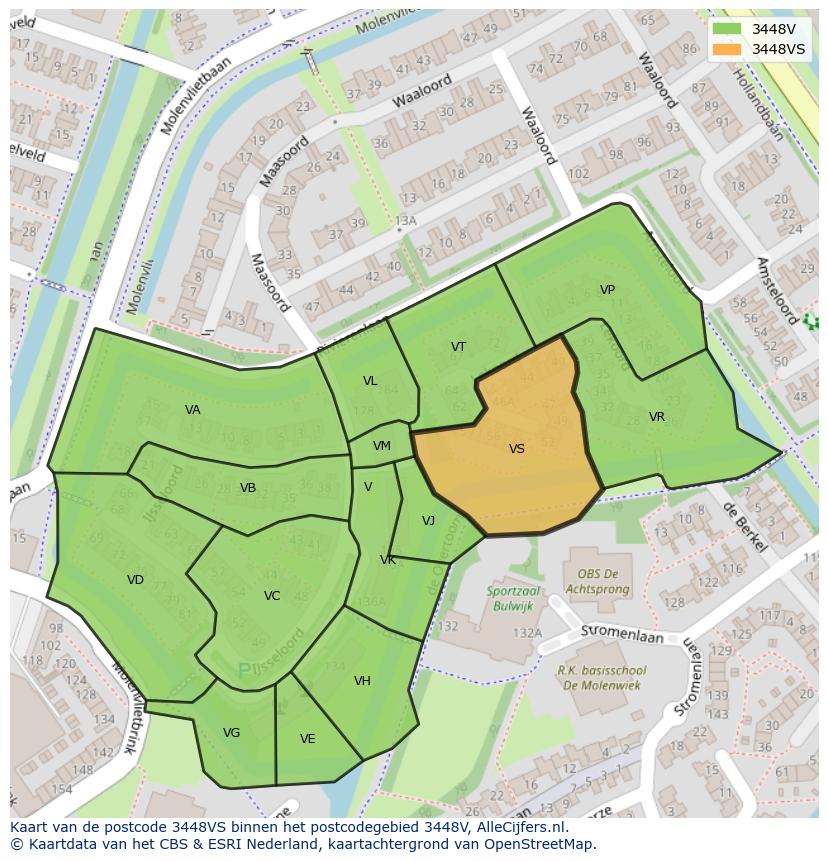 Afbeelding van het postcodegebied 3448 VS op de kaart.