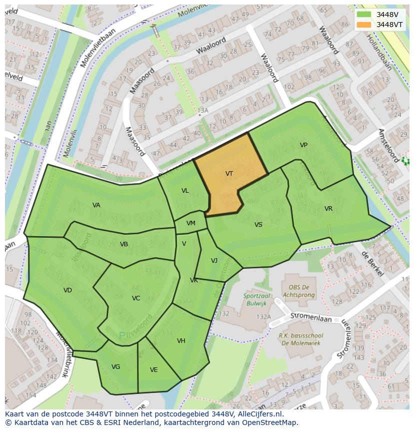 Afbeelding van het postcodegebied 3448 VT op de kaart.
